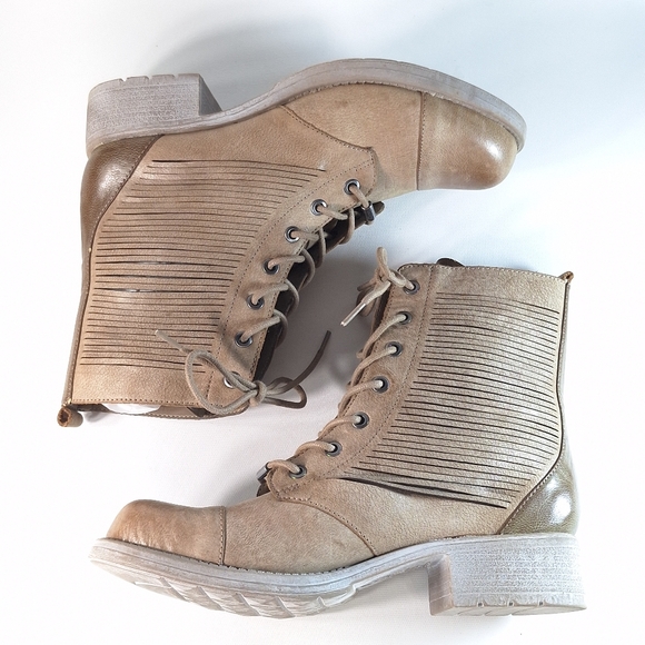 Circus By Sam Edelman Gatso Emo Faux Leather Taupe Women's Combat Boots, 9.5 - Picture 14 of 14